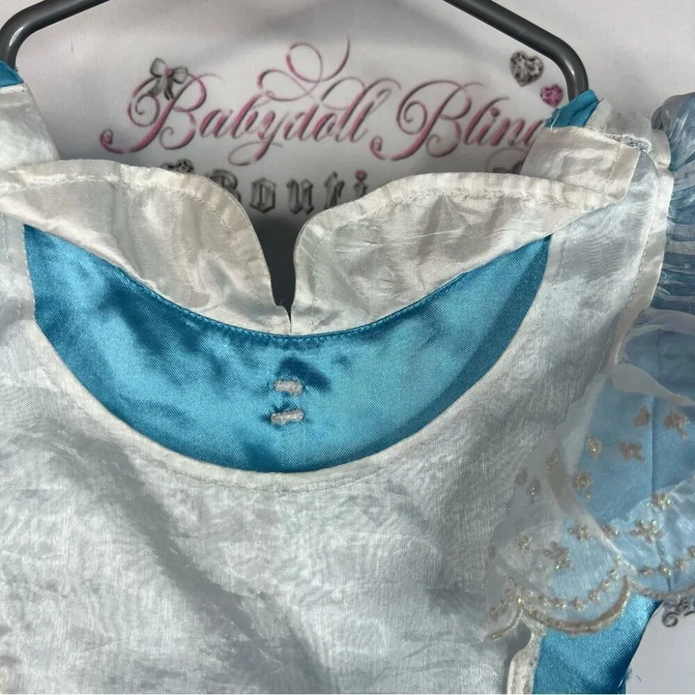 Disney Alice in wonderland costume dress teacups Blue and White Kids Costume - Picture 6 of 13